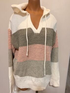 Women’s Soft Hooded Sweater Striped Andree Size Small